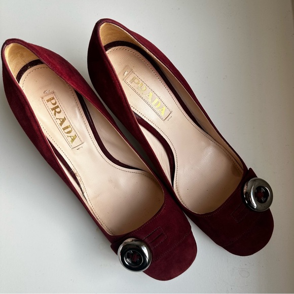 Prada Suede Square-Toe Pumps preloved authentic - Picture 5 of 12